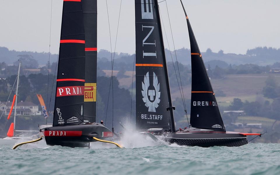 Team UK competes against Prada Luna Rossa in race two during day two of the Prada Cup Finalon Auckland Harbour on February 14, 2021 in Auckland, New Zealand -  Getty Images 