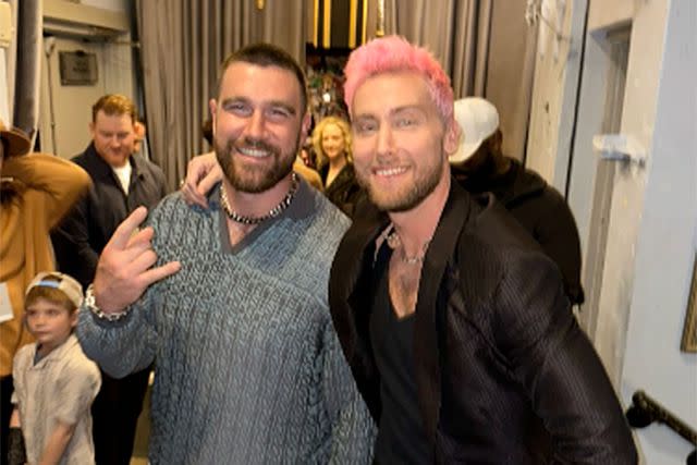 <p>lance bass/instagram</p> Travis Kelce (left) and Lance Bass