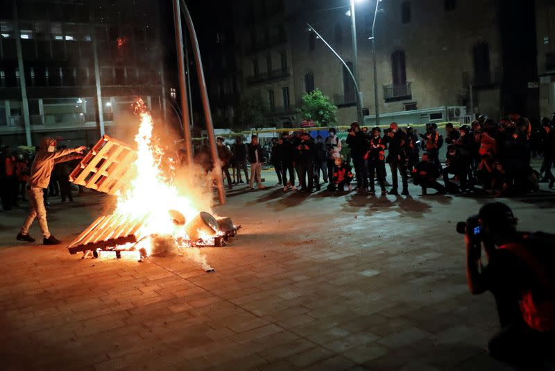 Protest against new restrictions amidst the coronavirus disease (COVID-19) outbreak in Barcelona