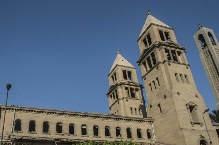 Damage is visible following a bomb blast at Saint Peter and Saint Paul Coptic Orthodox Church in Cairo on December 11, 2016