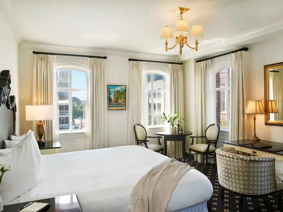 French Quarter Inn hotel King Balcony Guestroom in Charleston South Carolina CREDIT: Charlestowne Hotels