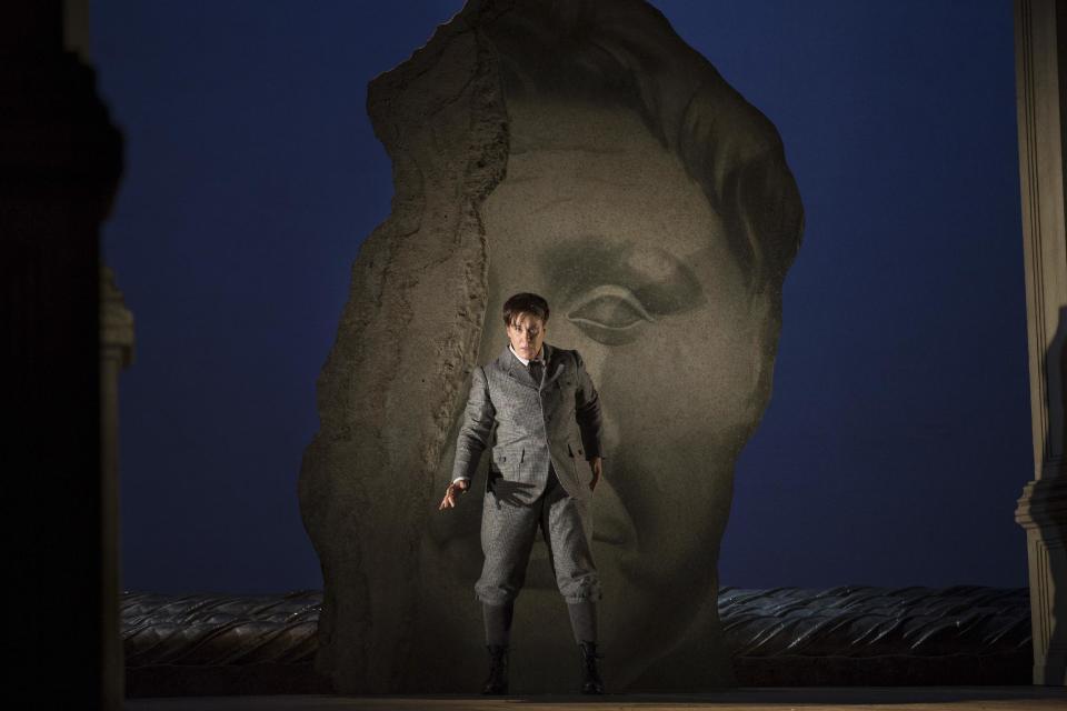 In this March 26, 2013 photo provided by the Metropolitan Opera, Alice Coote as Sesto performs during a rehearsal of Handel's "Giulio Cesare." (AP Photo/ Metropolitan Opera, Marty Sohl)