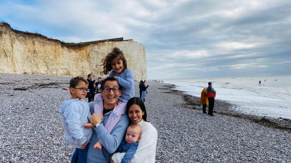 Tara Grossman with baby Izy, four months, daughter Marley, five, husband Ben, and son Bela, three (Tara Grossman )