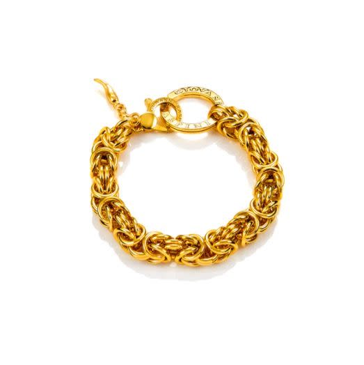 <p><a class="link " href="https://shop.giovanniraspini.com/gb/gold_plated_bizantine_style_bracelet" rel="nofollow noopener" target="_blank" data-ylk="slk:SHOP NOW;elm:context_link;itc:0;sec:content-canvas">SHOP NOW</a></p><p>Take a bolder approach with Giovanni Raspini's intricate Byzantine chain bracelet - a style that can trace its roots back to the 5th Century. This is a great statement piece that looks spectacular worn alone. </p><p>Gold-plated silver bracelet, £295, <a href="https://shop.giovanniraspini.com/gb/" rel="nofollow noopener" target="_blank" data-ylk="slk:Giovanni Raspini;elm:context_link;itc:0;sec:content-canvas" class="link ">Giovanni Raspini</a></p>