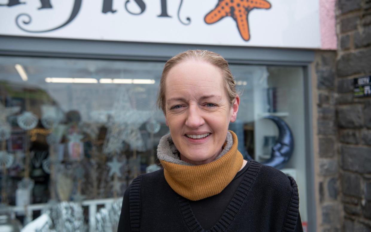 Tracy Hay outside the Starfish gift shop in New Quay