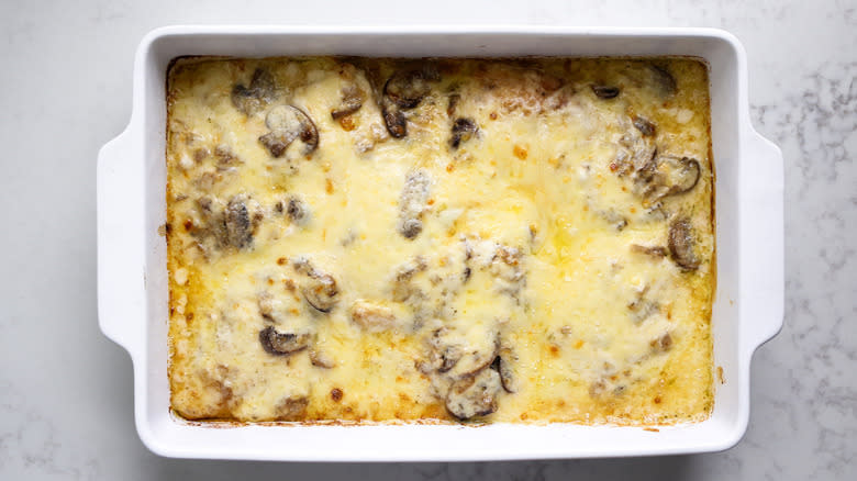 casserole with melted cheese