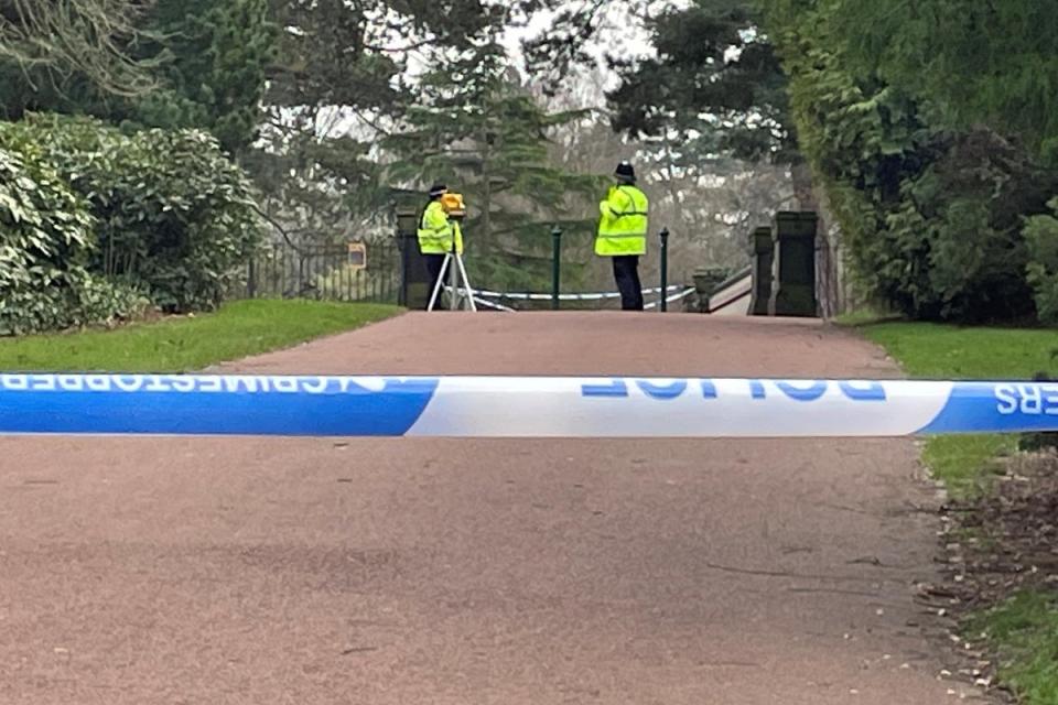 The scene in West Park, Wolverhampton, as police continue to investigate the murder of 17-year-old Harleigh Hepworth (Matthew Cooper/PA) (PA Wire)
