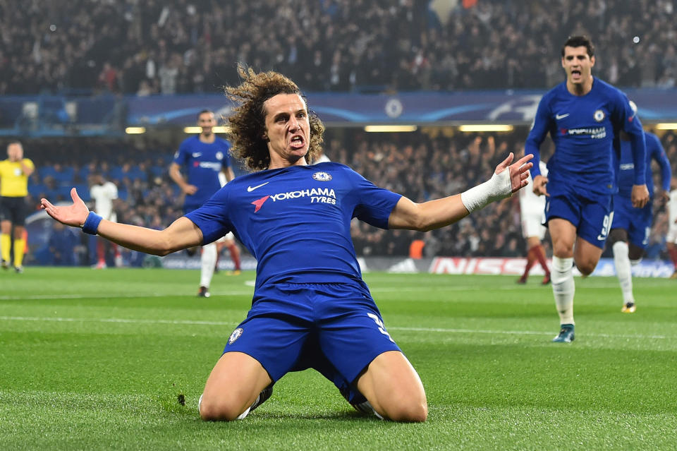 David Luiz permet à Chelsea de mener 1-0 face à Rome (AFP).