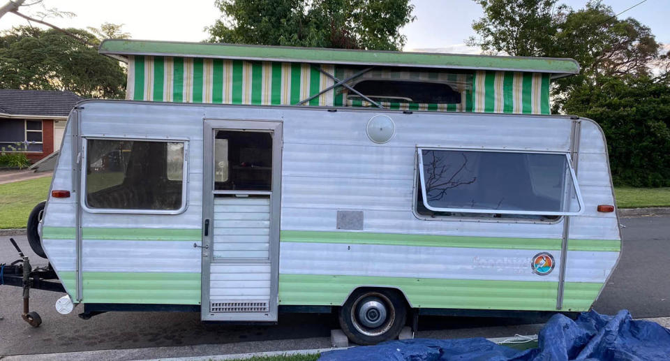 The caravan Ms Thompson is now living in. Source: Supplied