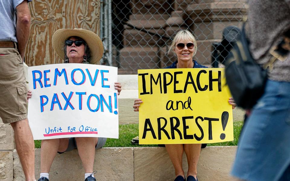 Protesters in Texas on Saturday - AP