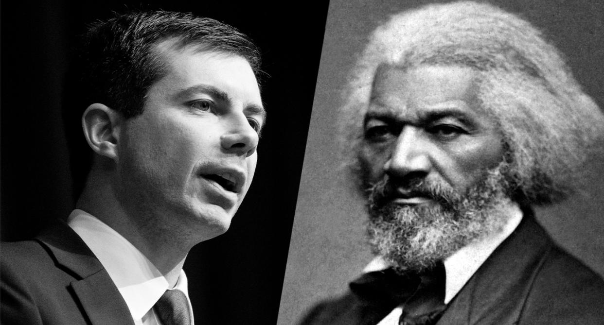 Democratic Presidential candidate Pete Buttigieg and civil rights leader Frederick Douglass (Photo: Don Emmert/AFP/Getty Images, National Archives and Records Administration)