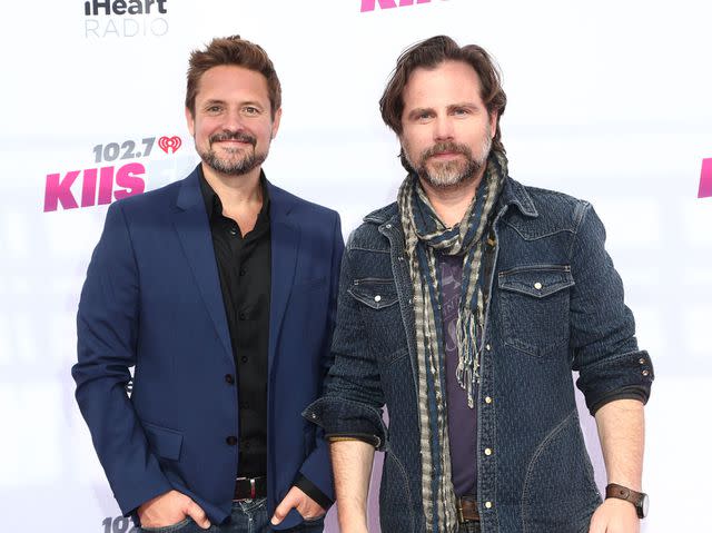 <p>Tommaso Boddi/Getty </p> Will Friedle and Rider Strong attend the 2022 iHeartRadio Wango Tango at Dignity Health Sports Park on June 04, 2022 in Carson, California.