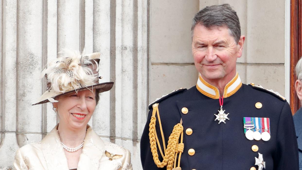 Princess Anne and Sir Timothy Laurence on the Buckingham Palace balcony