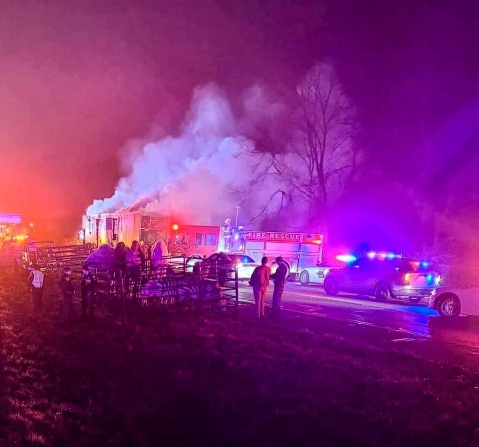 Indiana State Police responded to a semi-truck fire early on Jan. 27, 2024. Inside the truck were camels, zebras and a miniature pony from the Shrine Circus.