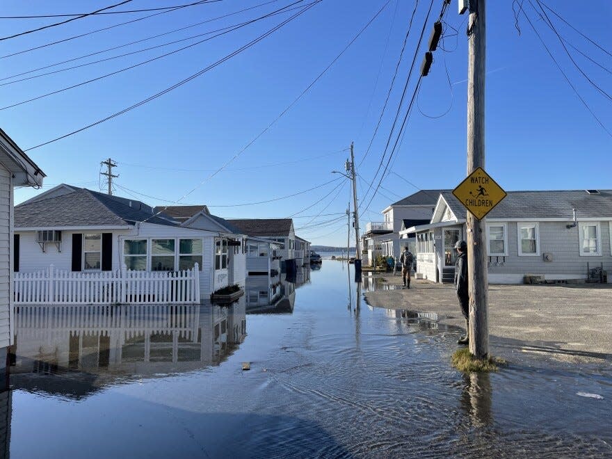 A ten-foot tide in Hampton floods low-lying streets.