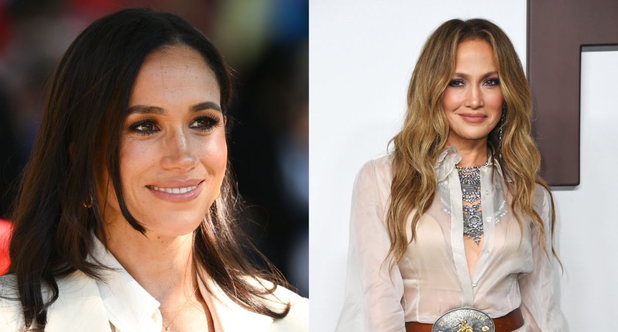 close of  meghan markle and jennifer lopez, Meghan Markle and Jennifer Lopez's favourite brands just teamed on a new collab (Photos via Getty).