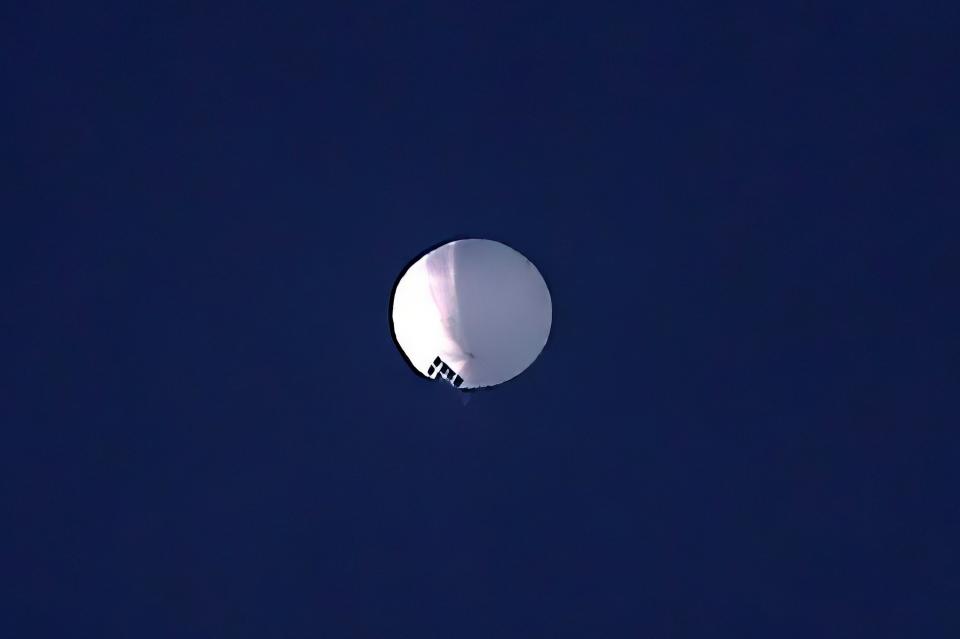 A high-altitude surveillance balloon from China photographed above Billings, Montana on 1 February. US officials say five were spotted above the country in recent years. (AP)