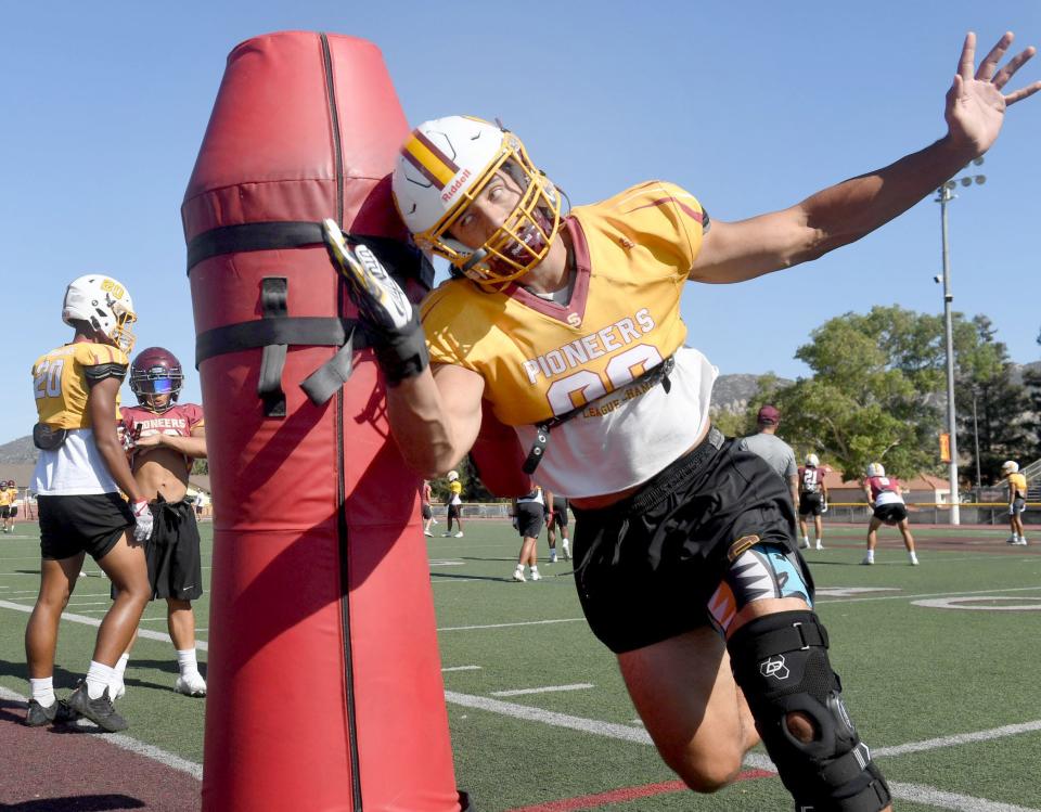 Simi Valley defensive end Carson Mott suffered an injury early in his final high school season.