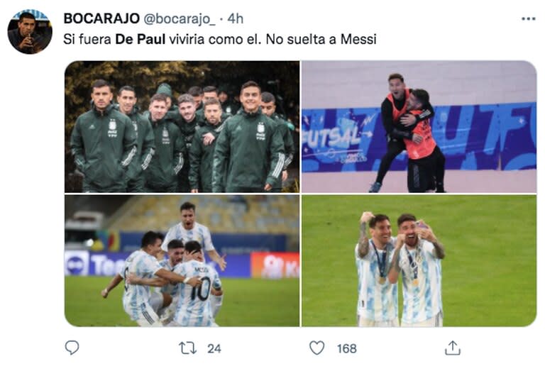 "Si fuera de Paul viviría como el. No suelta a Messi"