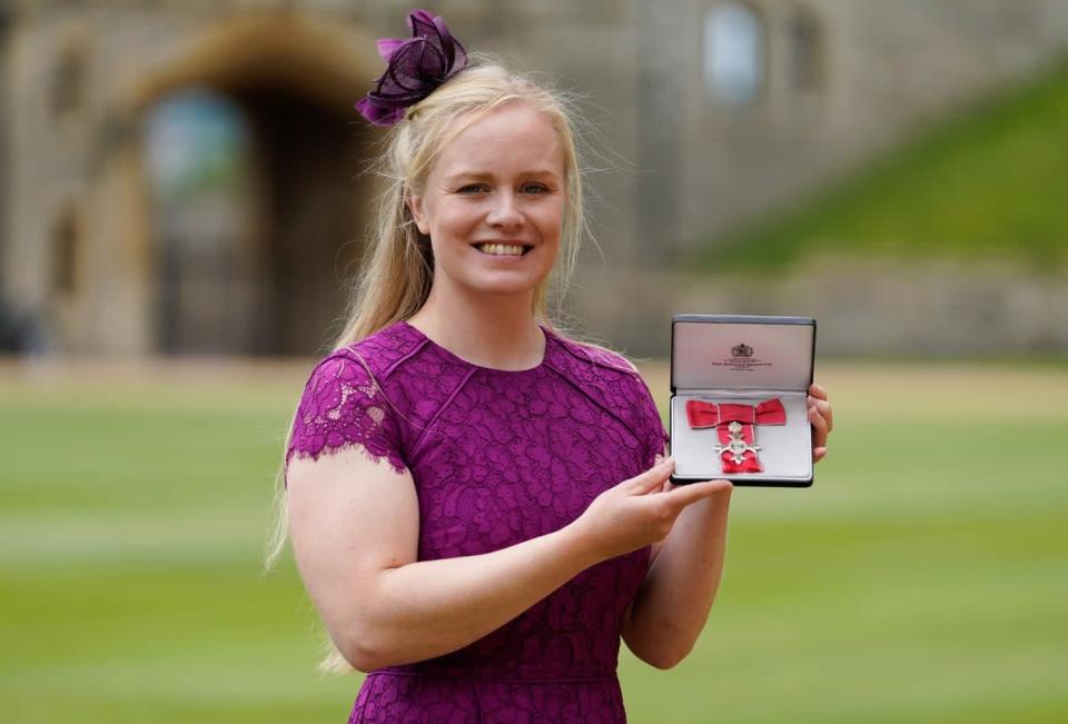 Laura Sugar with her MBE at Windsor Castle (Andrew Matthews/PA) (PA Wire)