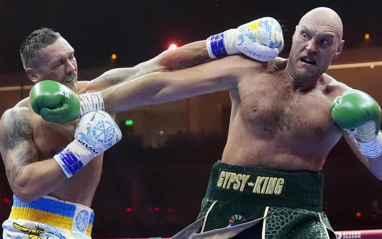 Oleksandr Usyk (left) takes on Tyson Fury in Riyadh earlier this year