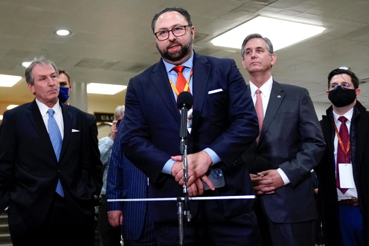 Jason Miller, former senior adviser to the 2020 Trump campaign, at a press conference in 2021.