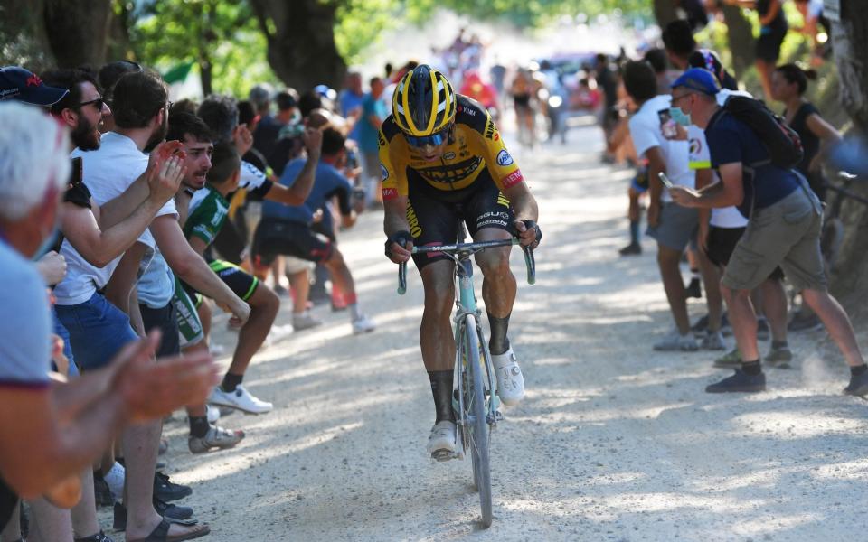 Wout van Aert - Wout van Aert finally wins Strade Bianche after Annemiek van Vleuten defends title to make it six wins in row - GETTY IMAGES