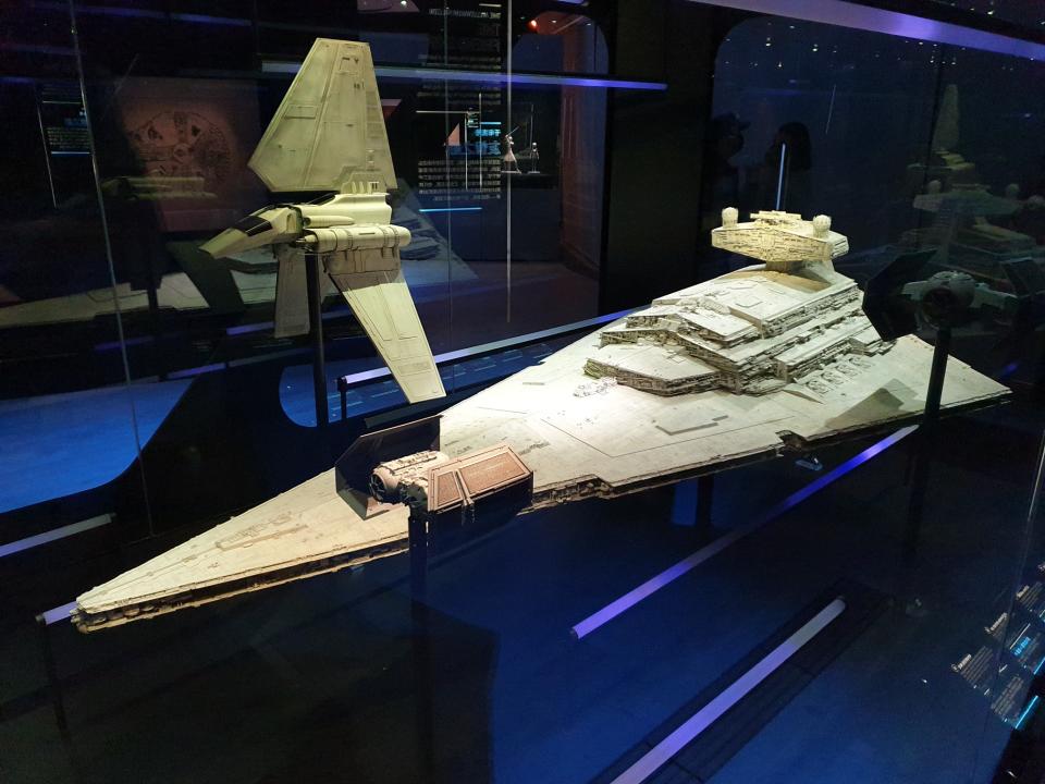 Model of Imperial Shuttle, Star Destroyer and TIE fighter at the Star Wars Identities exhibition in Singapore at the Artscience Museum. (Photo: Teng Yong Ping)