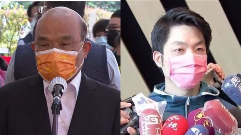 行政院長蘇貞昌反控國民黨台北市長候選人蔣萬安的父親舔共。（組合圖／資料照）