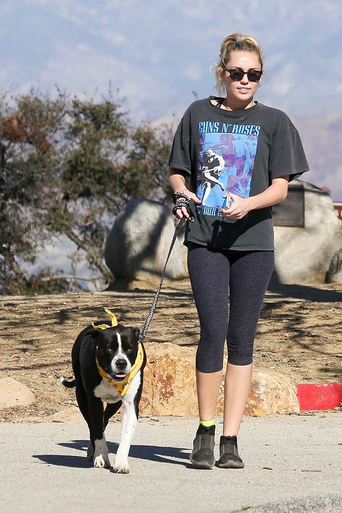 <p>Dog days! Just back from a vacation in Australia, the singer was spotted wrapping up a hike on Tuesday with her pup Mary Jane. (Photo: Backgrid) </p>