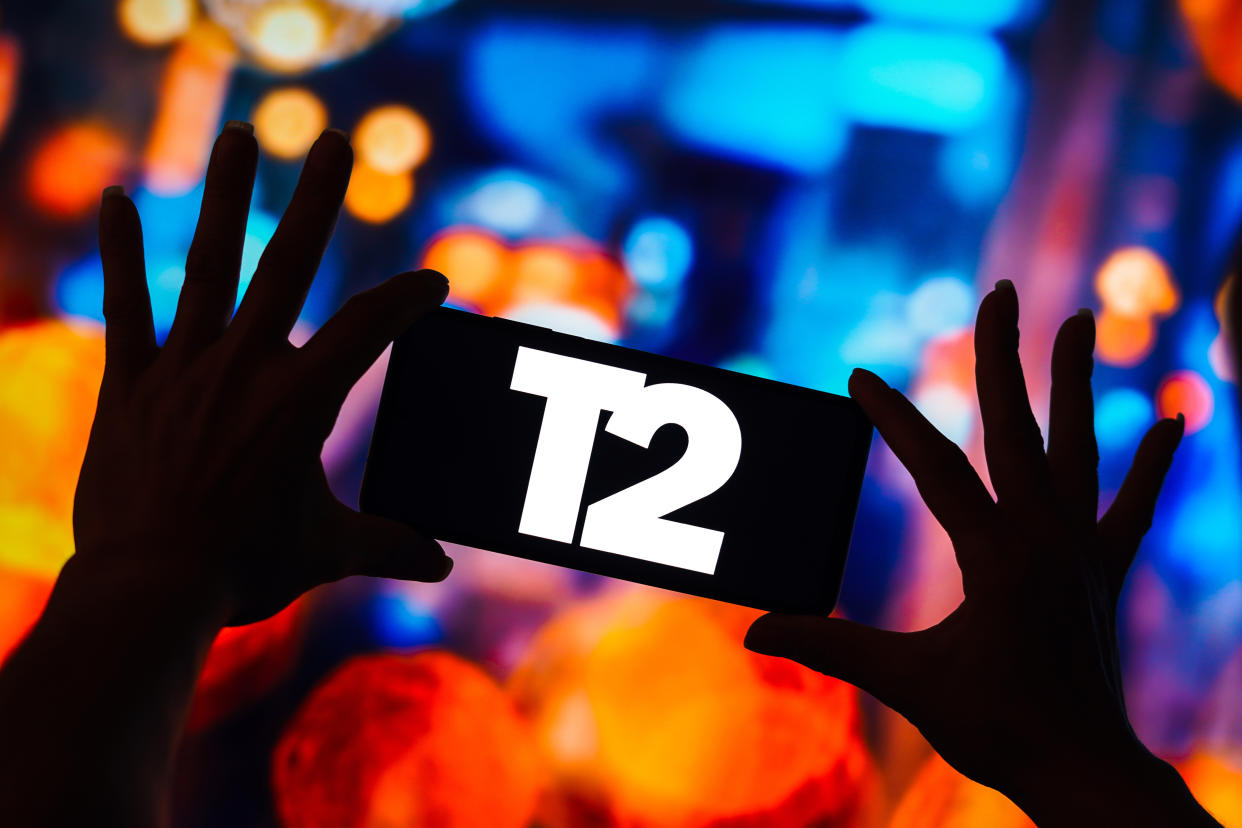 BRAZIL - 2023/02/07: In this photo illustration, the Take Two Interactive Software logo is displayed on a smartphone screen. (Photo Illustration by Rafael Henrique/SOPA Images/LightRocket via Getty Images)