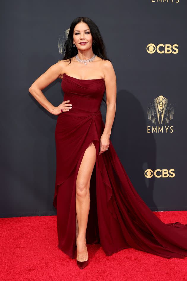 Catherine Zeta-Jones attends the 73rd Primetime Emmy Awards at L.A. Live on Sunday in Los Angeles. (Photo: Rich Fury/Getty Images)