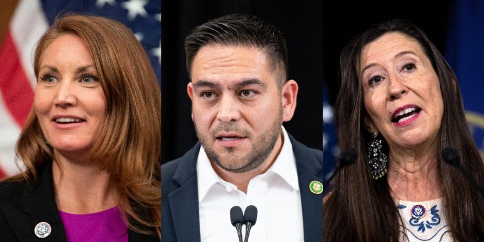 From left: New Mexico Reps. Melanie Stansbury, Gabe Vasquez, and Teresa Ledger Fernandez.