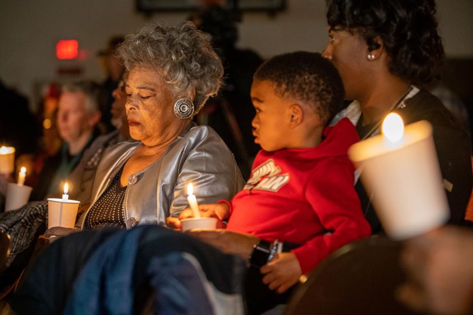 Local faith leaders and community members gathered at Byck Elementary Nov. 20,  2022, to remember Bobby Ellis who died of malnutrition on Thanksgiving Eve in 1969.