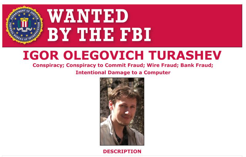 Igor Turashev is seen on a wanted poster distributed by the Federal Bureau of Investigation (FBI) released in Washington