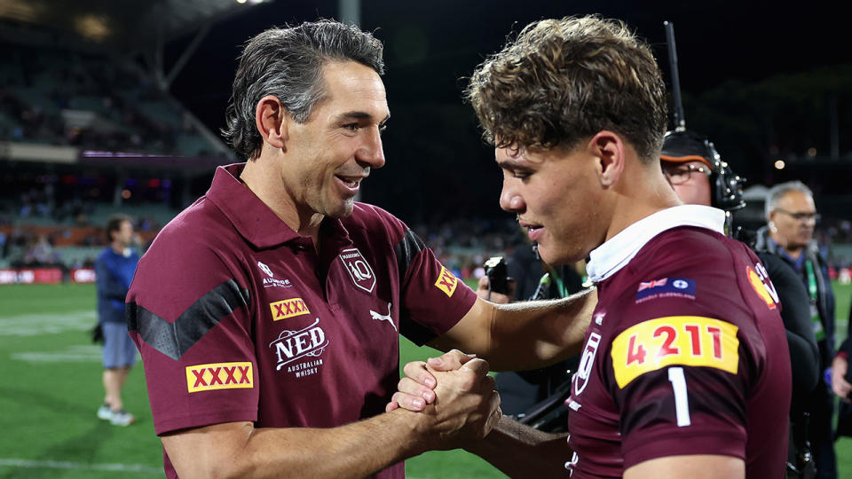 Seen here, QLD coach Billy Slater and Reece Walsh.