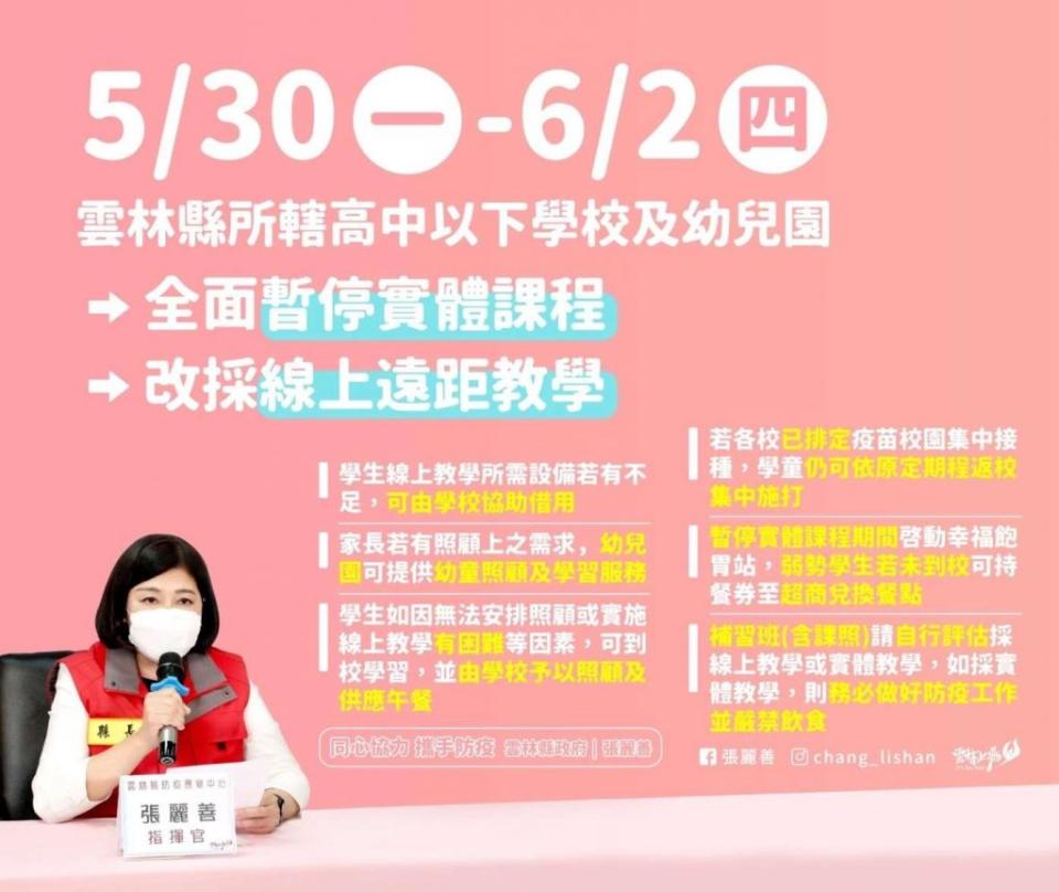 雲縣高中以下學校及幼兒園持續暫停實體課程至六月二日。（記者陳正芬攝）