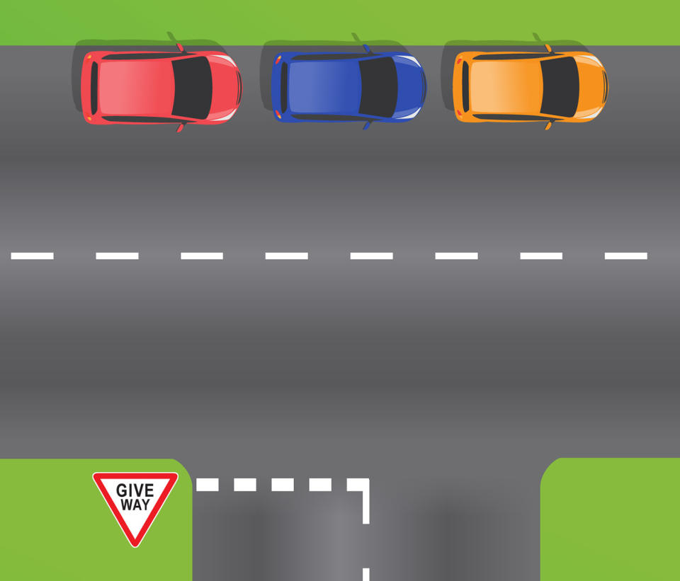 Like many other states, Queensland motorists are permitted to park along the continuous side of the continuing road. Source: Department of Transport and Main Roads (Queensland)