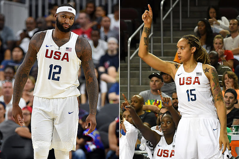 Team USA's Brittney Griner and DeMarcus Cousins have developed a trash-talking friendship in Rio. (Getty Images)