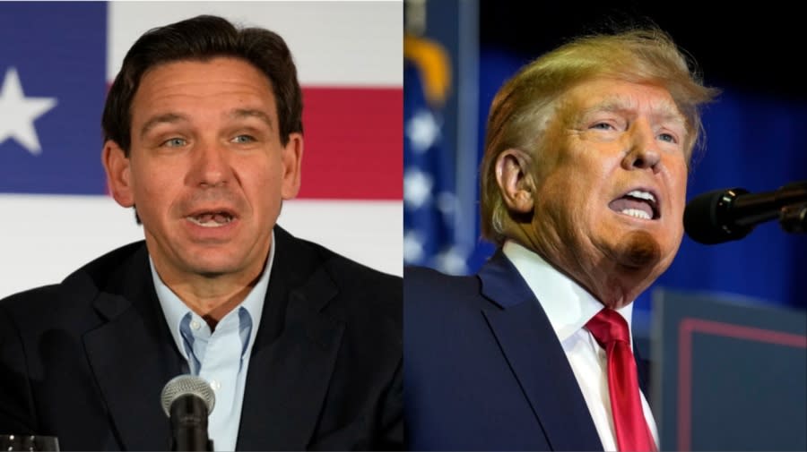 Florida Gov. Ron DeSantis and former President Donald Trump.