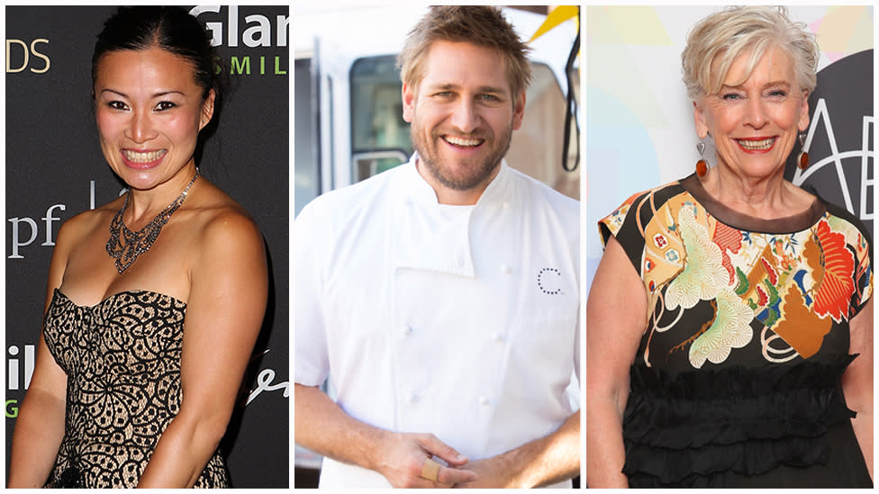 Poh Ling Yeow pictured left alongside Curtis Stone and Maggie Beer, right