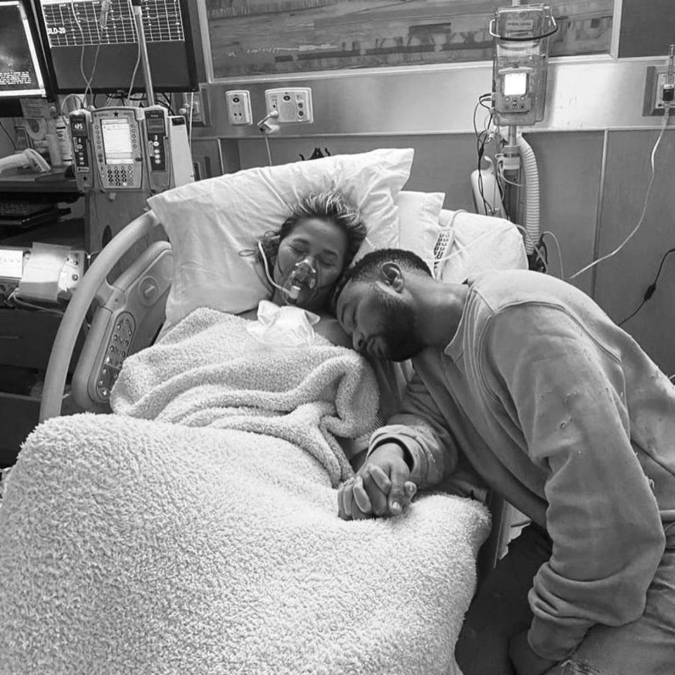 Chrissy Teigen and John Legend comfort each other after delivering stillborn son Jack - Instagram