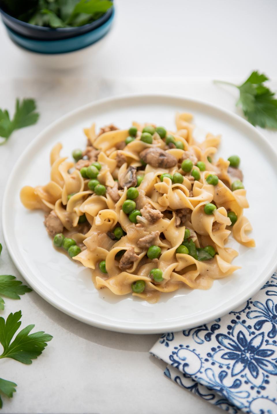 Turkey Stroganoff has 361 calories and 9 grams of fat per serving.