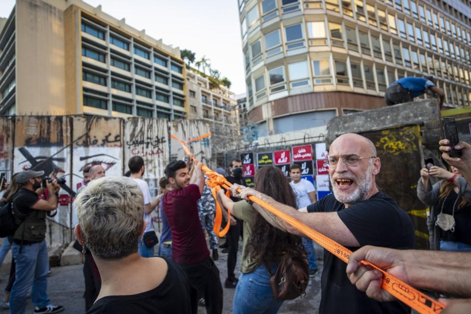 Anti-government protesters in Beirut