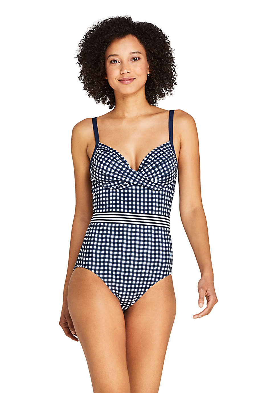 Draper James x Lands' End Women's Tummy Control Wrap One Piece Swimsuit