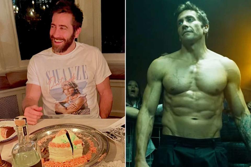 <p>Jake Gyllenhaal/Instagram; Prime Video/YouTube</p> Jake Gyllenhaal celebrates his birthday in a Patrick Swayze shirt; Jake Gyllenhaal in a first-look at 