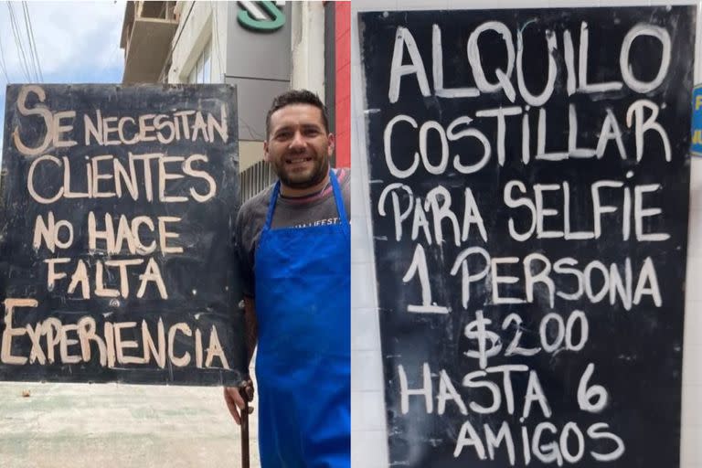 El carnicero de un comercio expresó su indignación por la inflación de una manera muy original