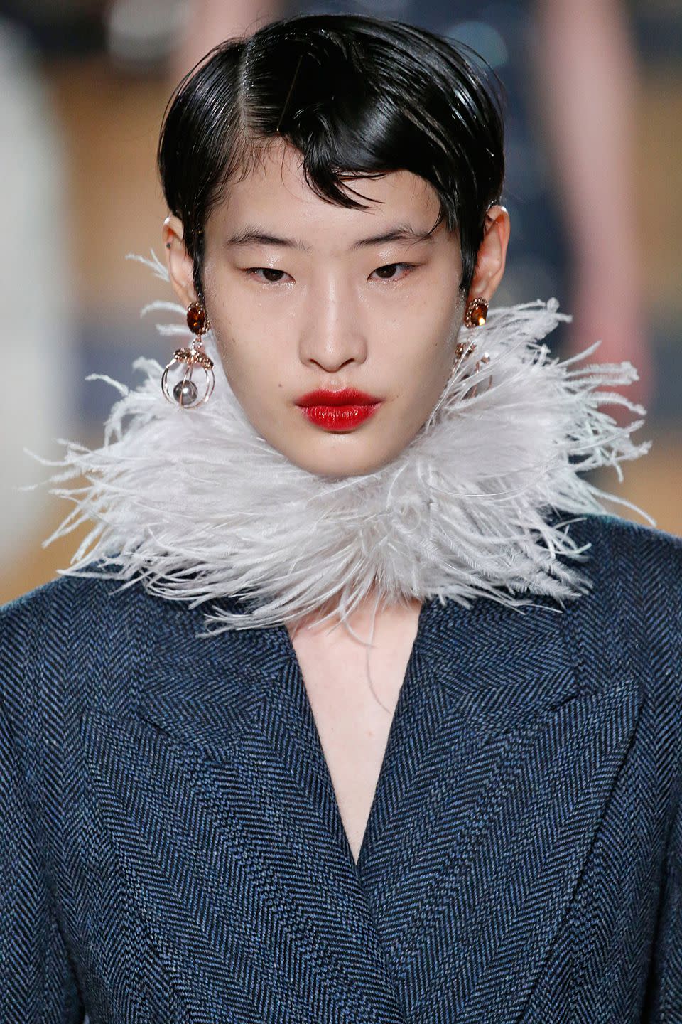 <p><strong>Trend: smoky lips</strong></p><p>The make-up at Erdem "was inspired by a red lip", explained designer Erdem Moralioglu. "The lip my mother always wore, as well as all things aristocratic and flowers". There was a very 1930s and 40s vibe to the make-up as a result, with a prominent smoky lip that was created using the <a rel="nofollow noopener" href="https://www.harpersbazaar.com/uk/beauty/make-up-nails/a18226708/erdem-nars-collaboration/" target="_blank" data-ylk="slk:new Erdem for Nars make-up collection;elm:context_link;itc:0;sec:content-canvas" class="link ">new Erdem for Nars make-up collection</a> (either the Ottoman Lip Powder from the Poison Rose Lip Powder Palette or the Wild Flower Lipstick, available in the summer).</p><p>For now, use Nars' <a rel="nofollow noopener" href="https://www.feelunique.com/p/NARS-Velvet-Matte-Lip-Pencil-4g?option=26793&gclid=EAIaIQobChMIwN-Rh9S02QIV1TaBCh0ufADEEAQYASABEgIMbfD_BwE&gclsrc=aw.ds" target="_blank" data-ylk="slk:Velvet Matte Lip Pencil in Cruella;elm:context_link;itc:0;sec:content-canvas" class="link ">Velvet Matte Lip Pencil in Cruella</a>, £21, or <a rel="nofollow noopener" href="http://narscosmetics.co.uk/en_GB/liv-audacious-lipstick/0607845094791.html" target="_blank" data-ylk="slk:Audacious Lipstick in Liv;elm:context_link;itc:0;sec:content-canvas" class="link ">Audacious Lipstick in Liv</a>, £26, diffused messily across your lips.</p>