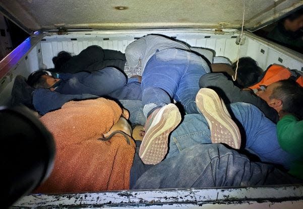 Law enforcement agencies in southern Arizona said they are seeing more cases of large numbers of migrants packed into smaller vehicles, as part of a rise in human smuggling over pandemic restrictions at the border.