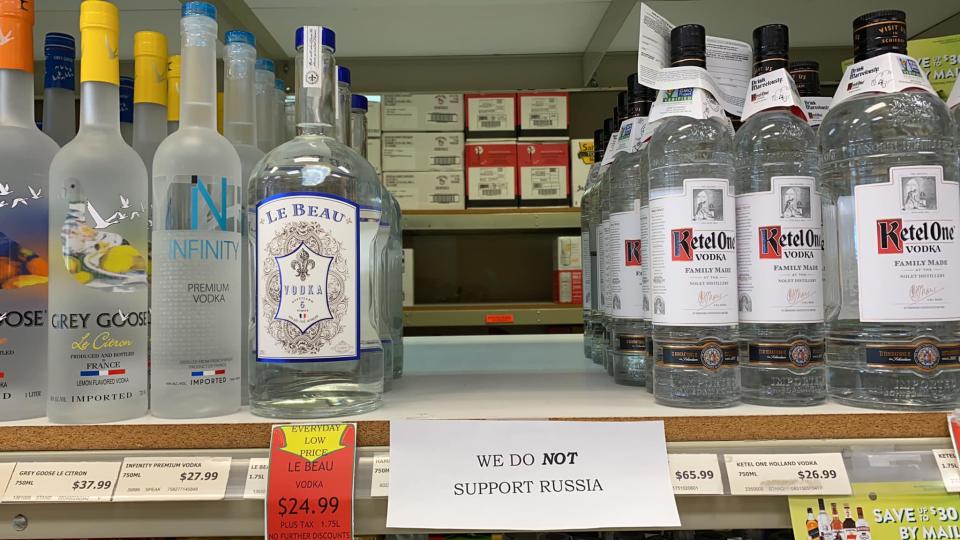 At Jacob Liquor Exchange in Kansas, Russian-produced vodka has been pulled from shelves. (Photo: Jacob Liquor Exchange)